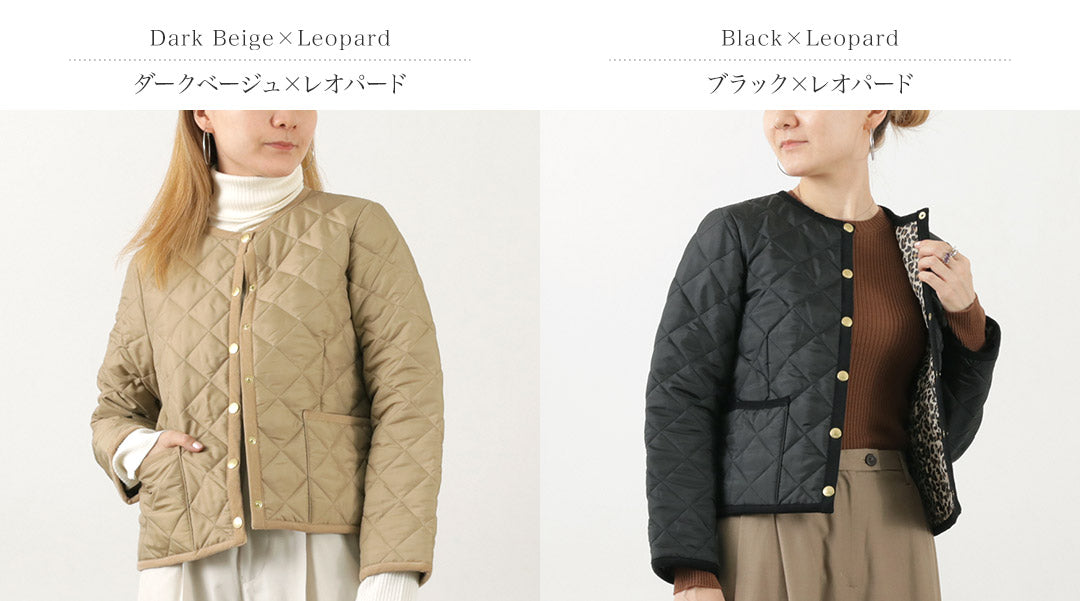 TRADITIONAL WEATHERWEAR(トラディショナル ウェザーウェア) アークリー ノーカラーキルティングジャケット レオパードライニング