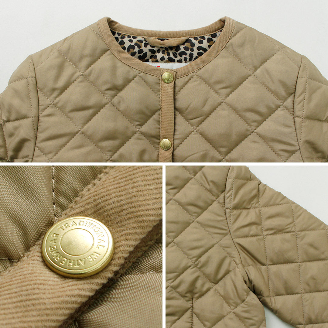 TRADITIONAL WEATHERWEAR(トラディショナル ウェザーウェア) アークリー ノーカラーキルティングジャケット レオパードライニング