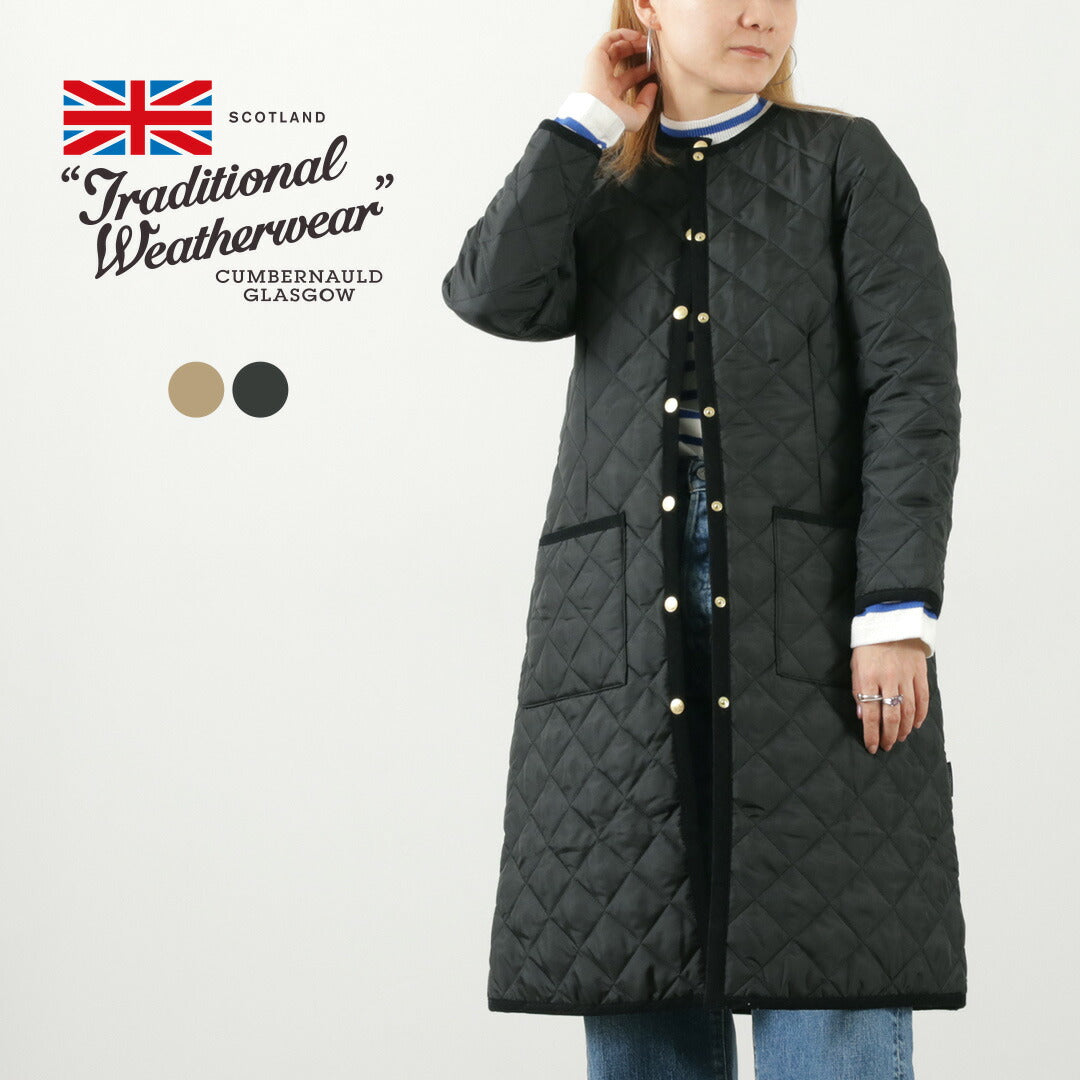 【20%OFF】TRADITIONAL WEATHERWEAR(トラディショナル ウェザーウェア) アークリー ノーカラーキルティングコート レオパードライニング