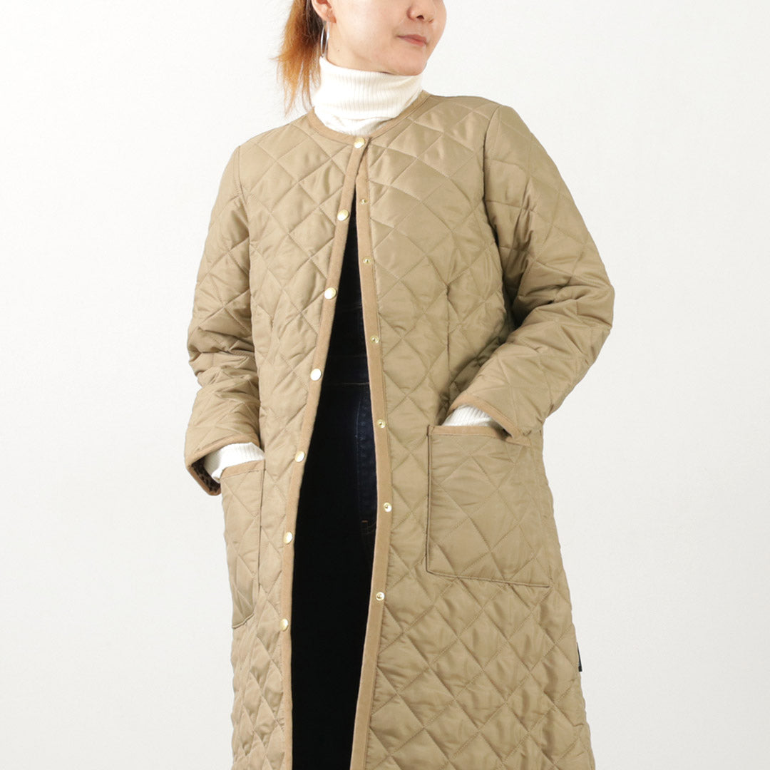 【20%OFF】TRADITIONAL WEATHERWEAR(トラディショナル ウェザーウェア) アークリー ノーカラーキルティングコート レオパードライニング