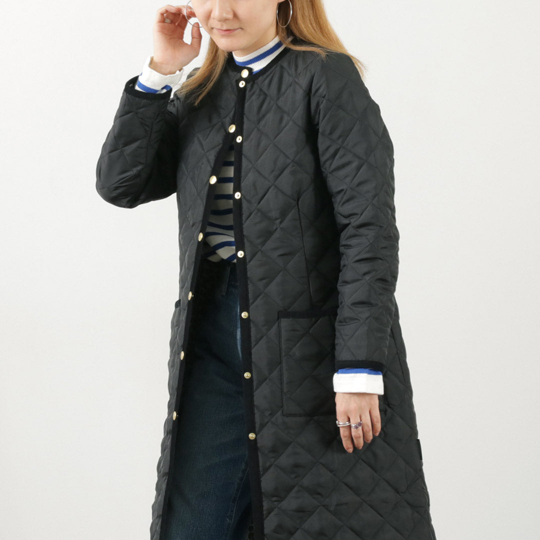 【20%OFF】TRADITIONAL WEATHERWEAR(トラディショナル ウェザーウェア) アークリー ノーカラーキルティングコート レオパードライニング