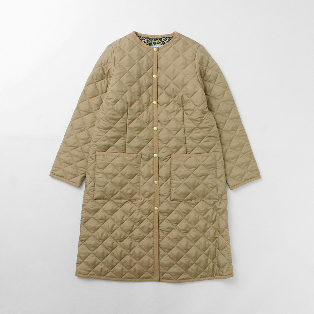 TRADITIONAL WEATHERWEAR(トラディショナル ウェザーウェア) アークリー ノーカラーキルティングコート レオパードライニング