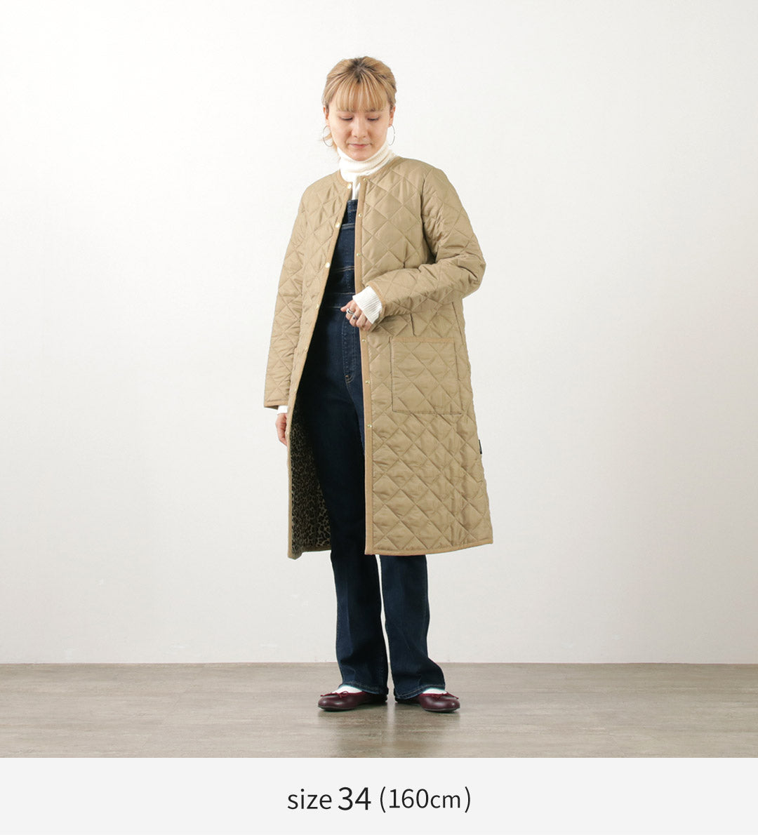 TRADITIONAL WEATHERWEAR(トラディショナル ウェザーウェア) アークリー ノーカラーキルティングコート レオパードライニング