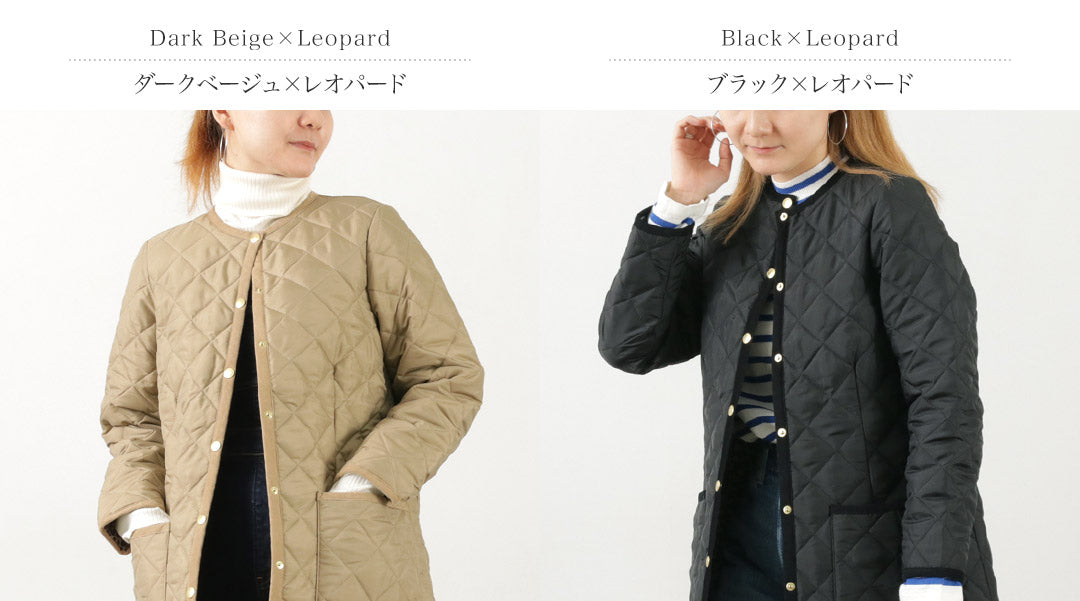 TRADITIONAL WEATHERWEAR(トラディショナル ウェザーウェア) アークリー ノーカラーキルティングコート レオパードライニング