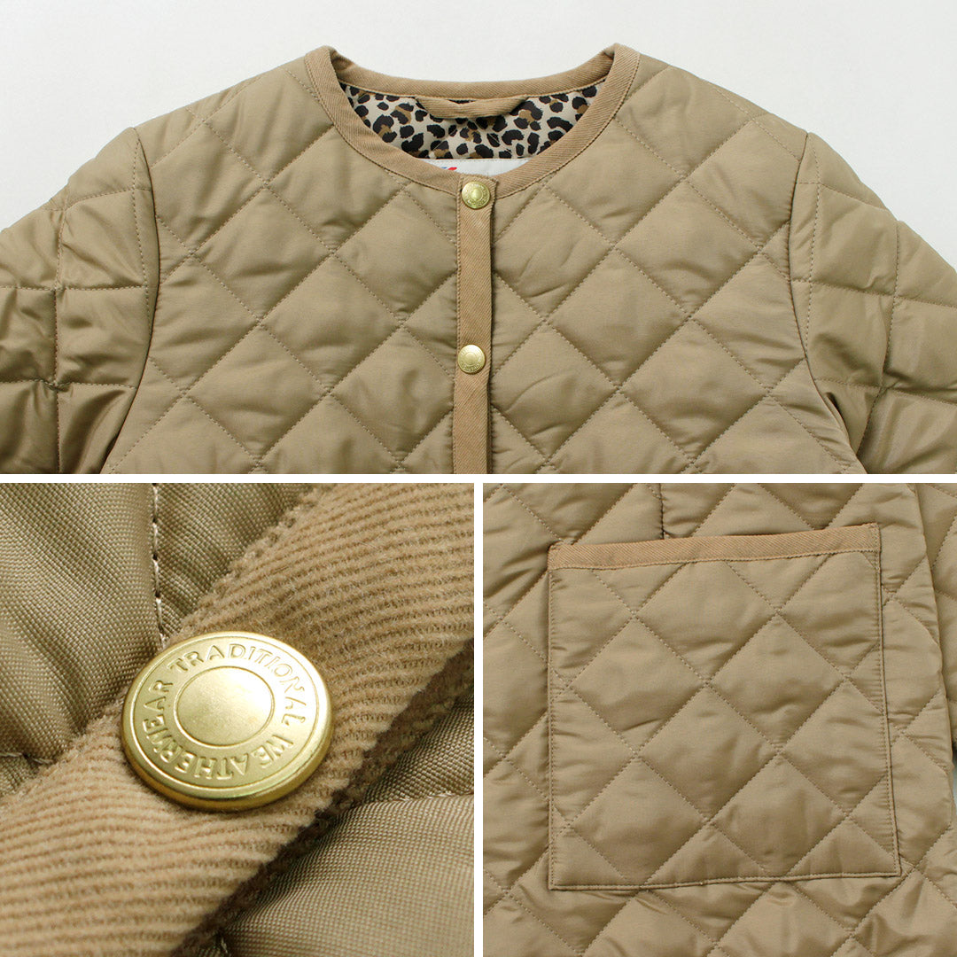 TRADITIONAL WEATHERWEAR(トラディショナル ウェザーウェア) アークリー ノーカラーキルティングコート レオパードライニング