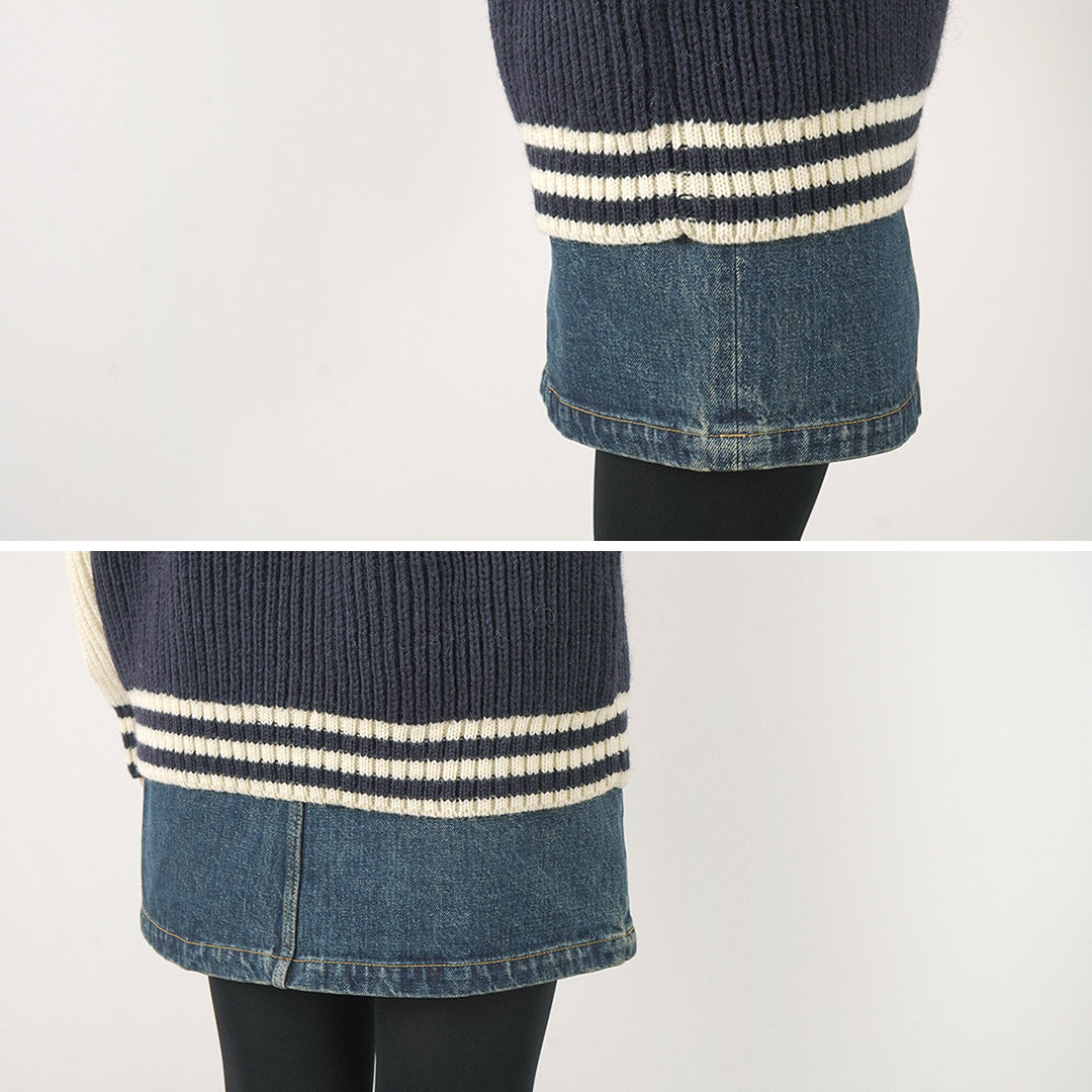 【30%OFF】KERRY WOOLLEN MILLS(ケリーウーレンミルズ) カラー別注 フィッシャーマンリブ クルーネック セーター ウィズ ライン