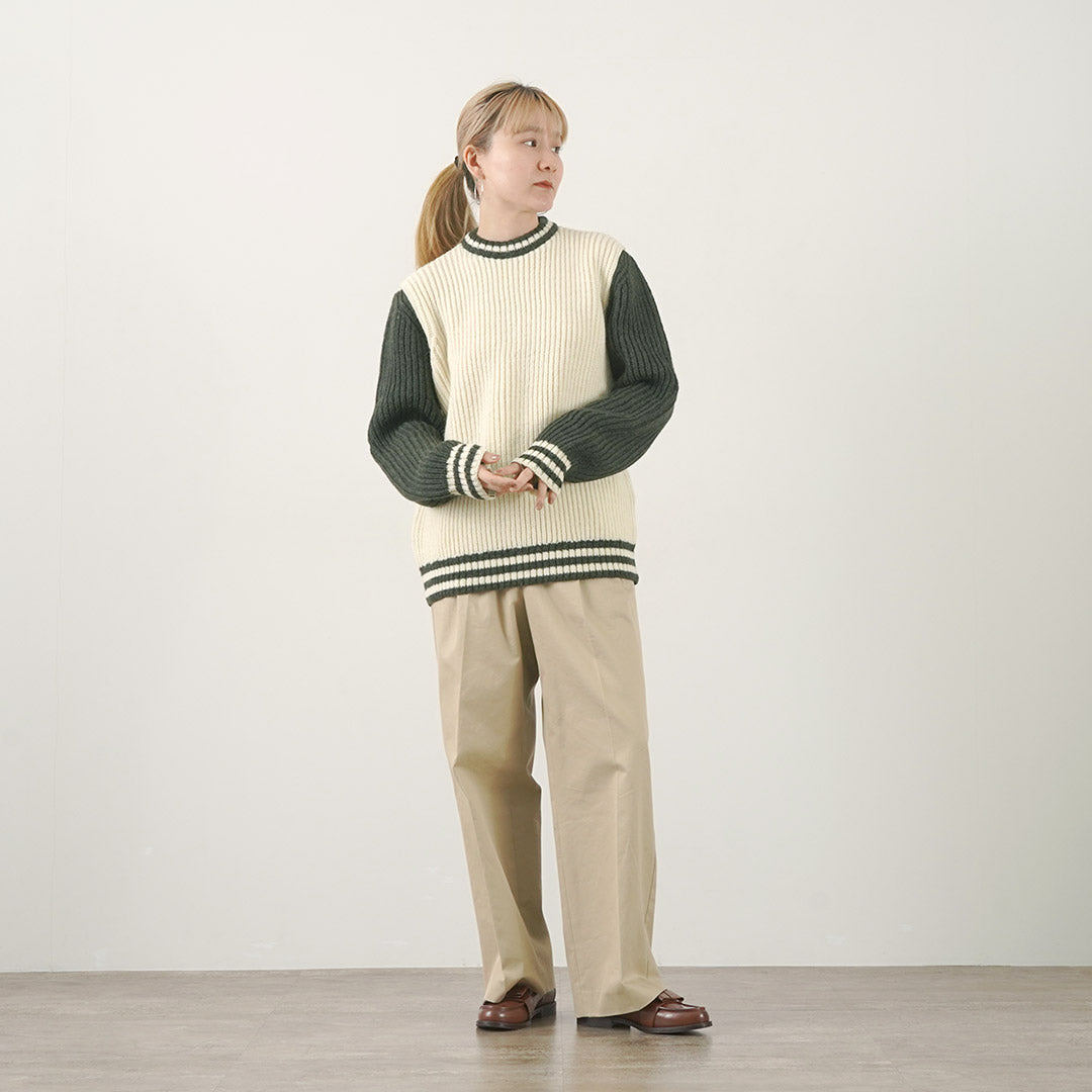 【30%OFF】KERRY WOOLLEN MILLS(ケリーウーレンミルズ) カラー別注 フィッシャーマンリブ クルーネック セーター ウィズ ライン