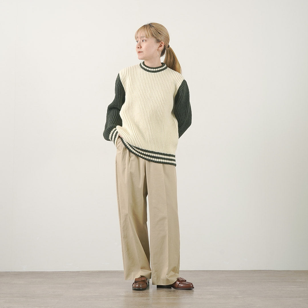 【30%OFF】KERRY WOOLLEN MILLS(ケリーウーレンミルズ) カラー別注 フィッシャーマンリブ クルーネック セーター ウィズ ライン
