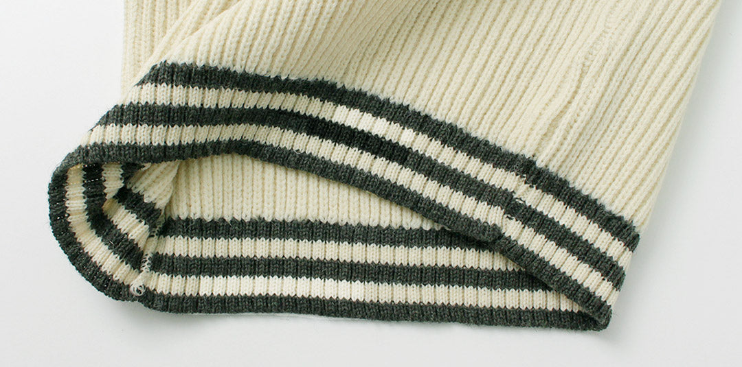 【30%OFF】KERRY WOOLLEN MILLS(ケリーウーレンミルズ) カラー別注 フィッシャーマンリブ クルーネック セーター ウィズ ライン