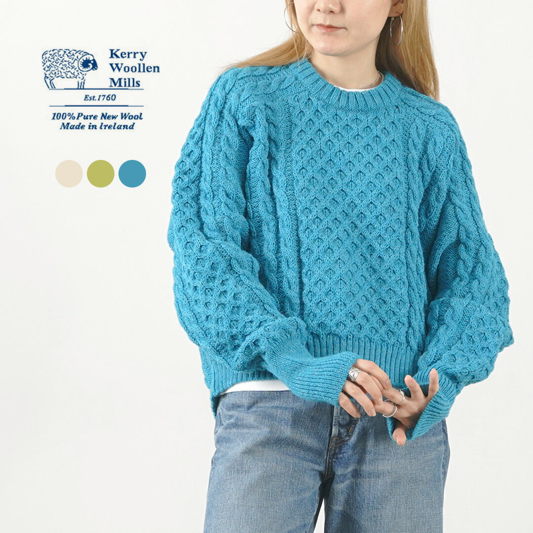 KERRY WOOLLEN MILLS(ケリーウーレンミルズ) アランケーブル ショート クルーネック セーター