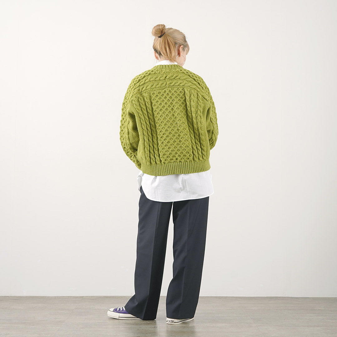 KERRY WOOLLEN MILLS(ケリーウーレンミルズ) アランケーブル ショート クルーネック セーター