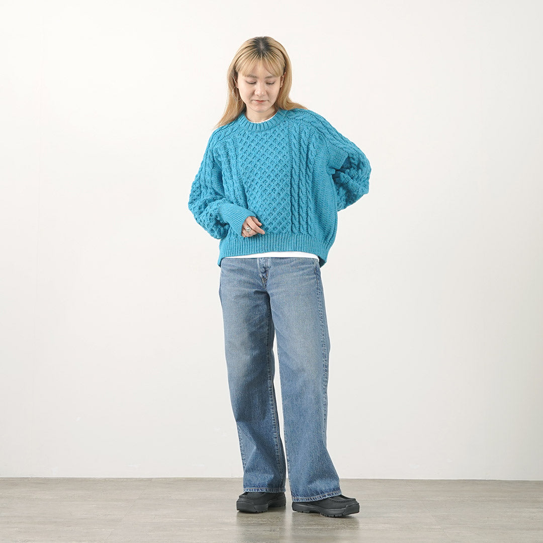 KERRY WOOLLEN MILLS(ケリーウーレンミルズ) アランケーブル ショート クルーネック セーター