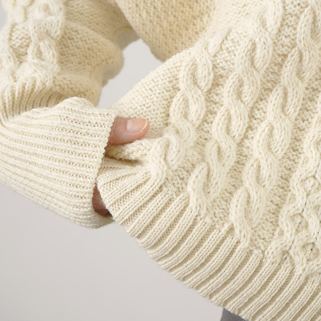 KERRY WOOLLEN MILLS(ケリーウーレンミルズ) アランケーブル ショート クルーネック セーター