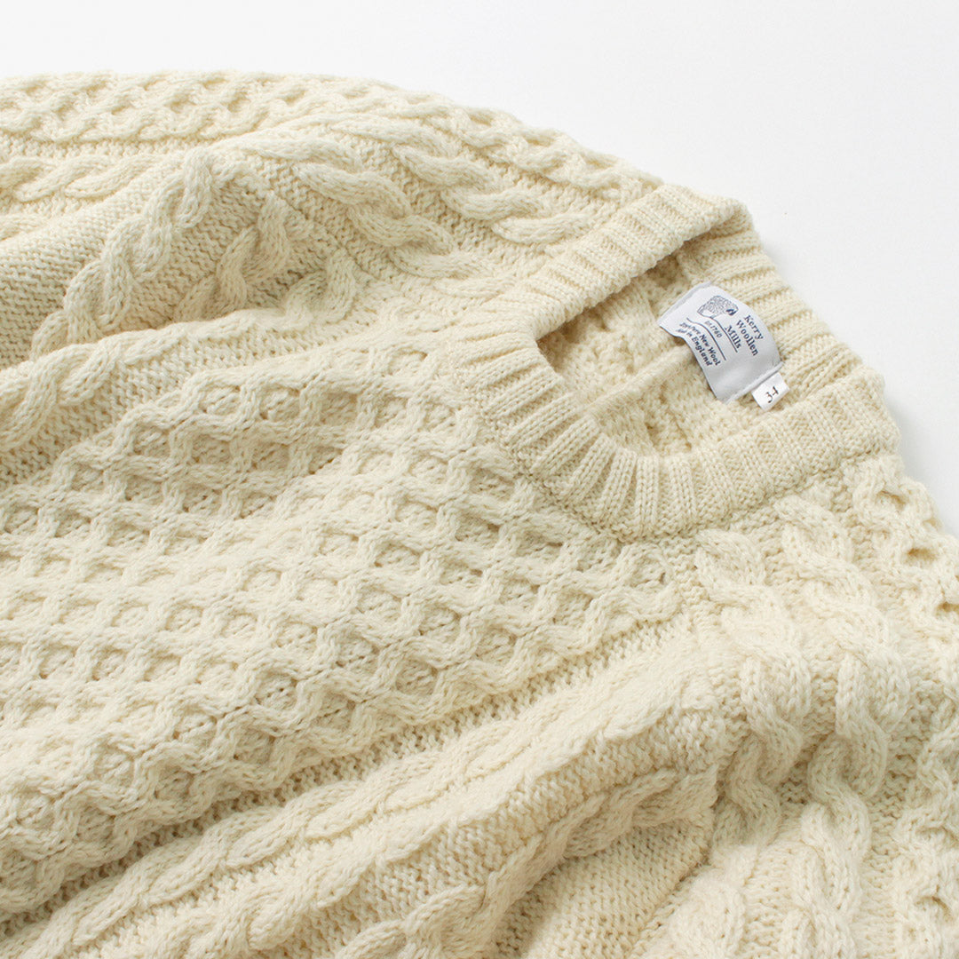 KERRY WOOLLEN MILLS(ケリーウーレンミルズ) アランケーブル ショート クルーネック セーター