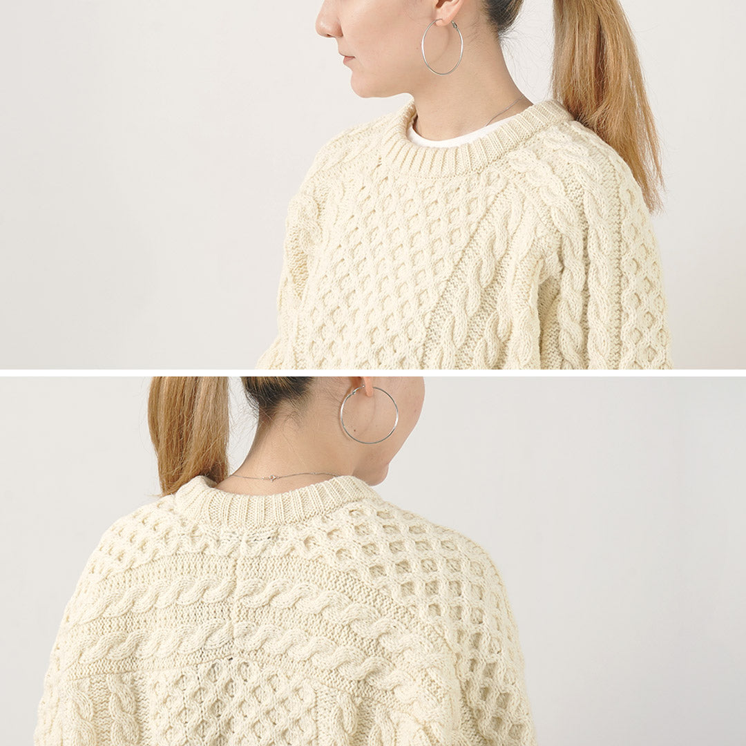 KERRY WOOLLEN MILLS(ケリーウーレンミルズ) アランケーブル ショート クルーネック セーター
