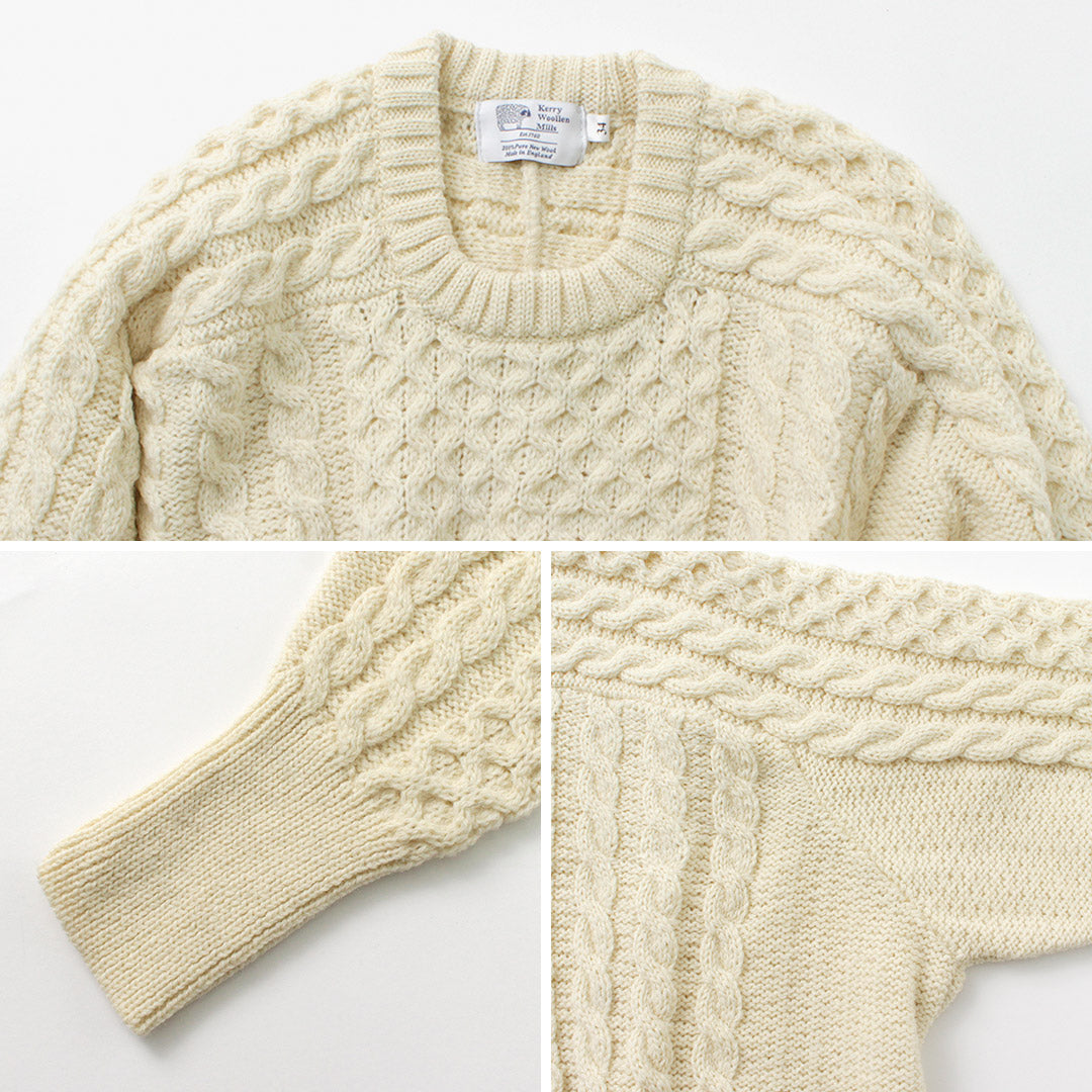 KERRY WOOLLEN MILLS(ケリーウーレンミルズ) アランケーブル ショート クルーネック セーター