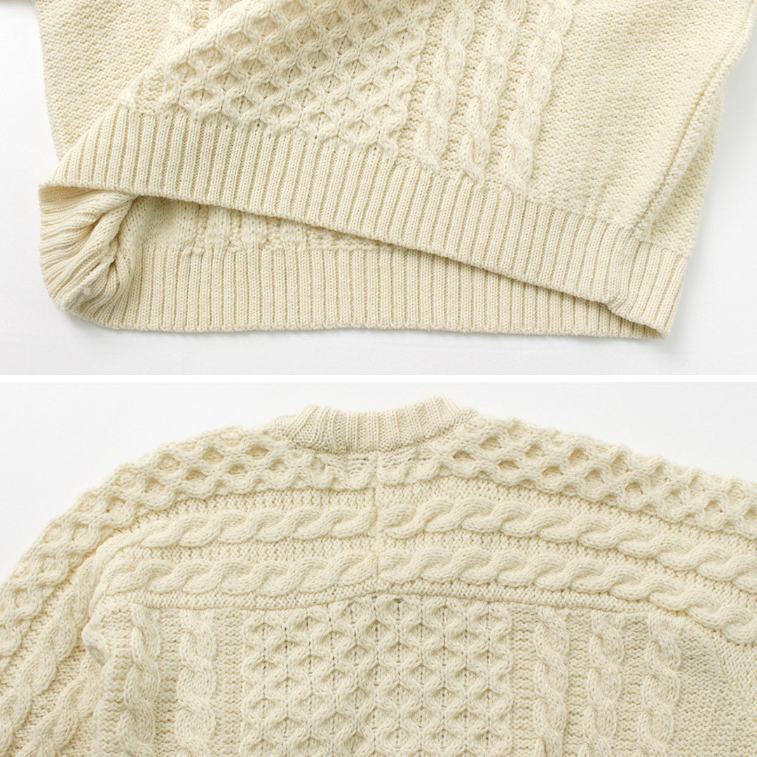 KERRY WOOLLEN MILLS(ケリーウーレンミルズ) アランケーブル ショート クルーネック セーター