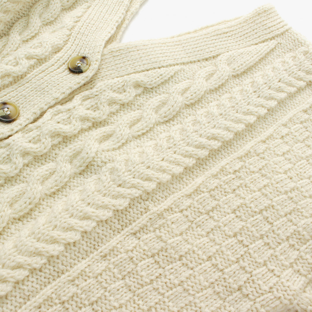 【30%OFF】KERRY WOOLLEN MILLS(ケリーウーレンミルズ) アランケーブル ツーウェイ ヴイ カーディガン ショート