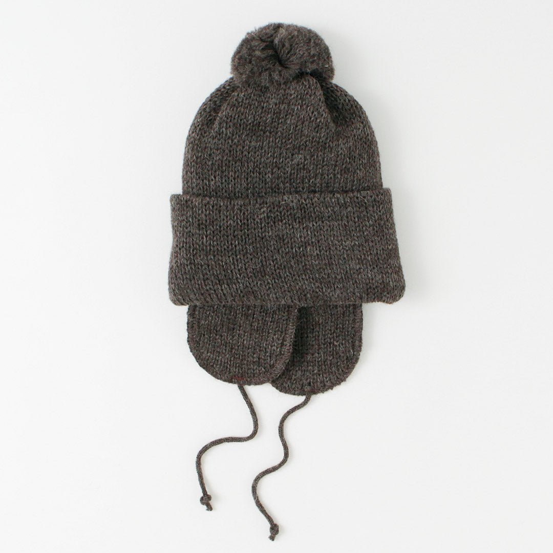 HIGHLAND 2000(ハイランド 2000) ソリッド ボブキャップ ダブルイヤーカバー アンド ポンポン アンド チンロープ