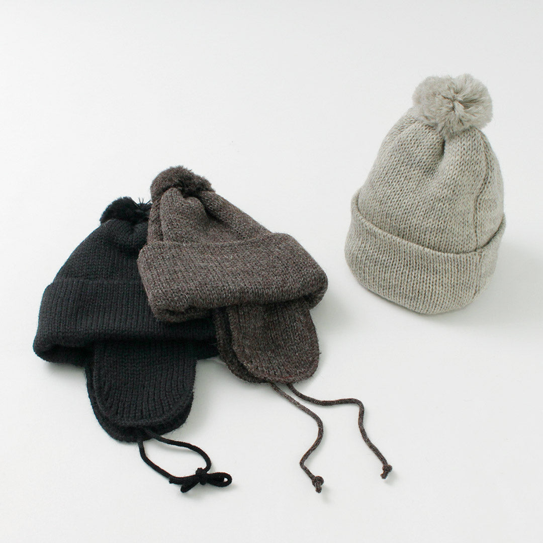 HIGHLAND 2000(ハイランド 2000) ソリッド ボブキャップ ダブルイヤーカバー アンド ポンポン アンド チンロープ