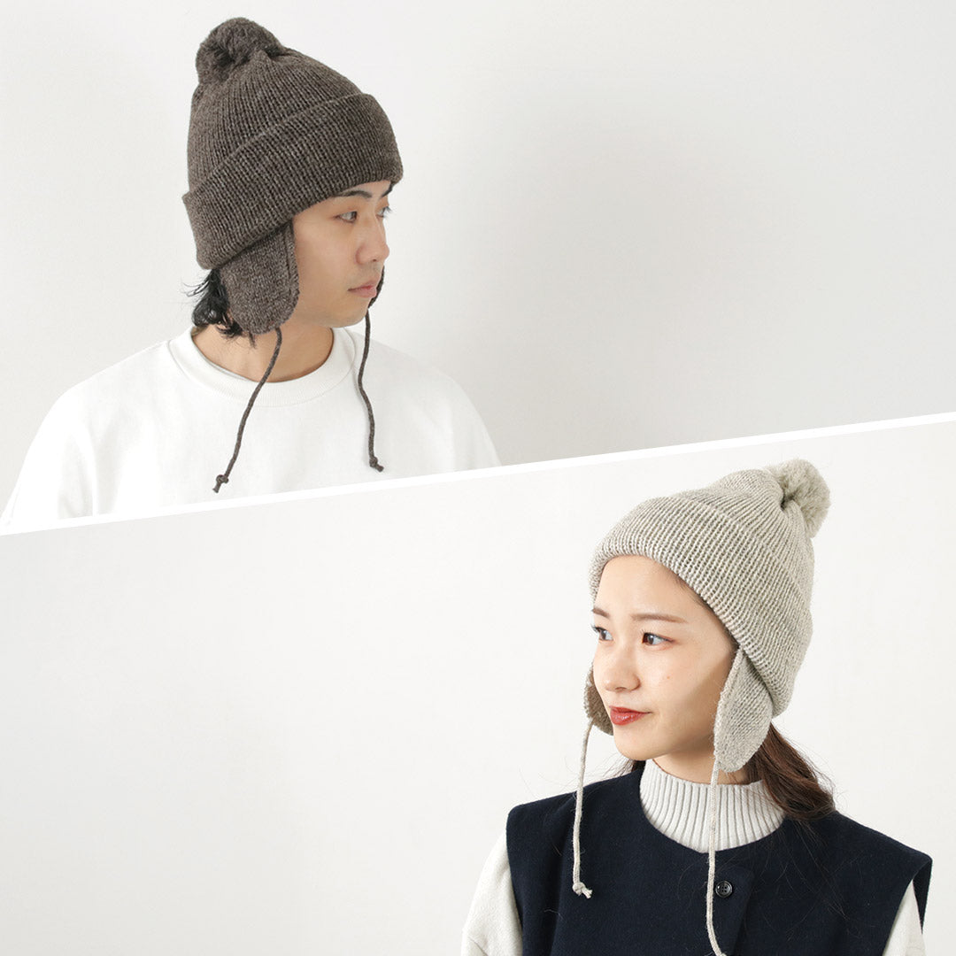 HIGHLAND 2000(ハイランド 2000) ソリッド ボブキャップ ダブルイヤーカバー アンド ポンポン アンド チンロープ