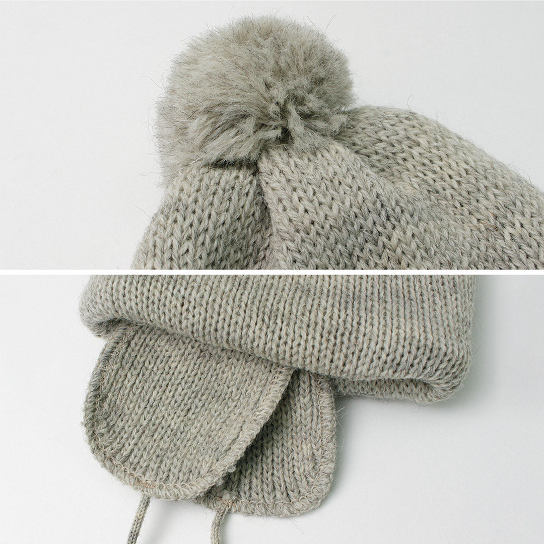 HIGHLAND 2000(ハイランド 2000) ソリッド ボブキャップ ダブルイヤーカバー アンド ポンポン アンド チンロープ