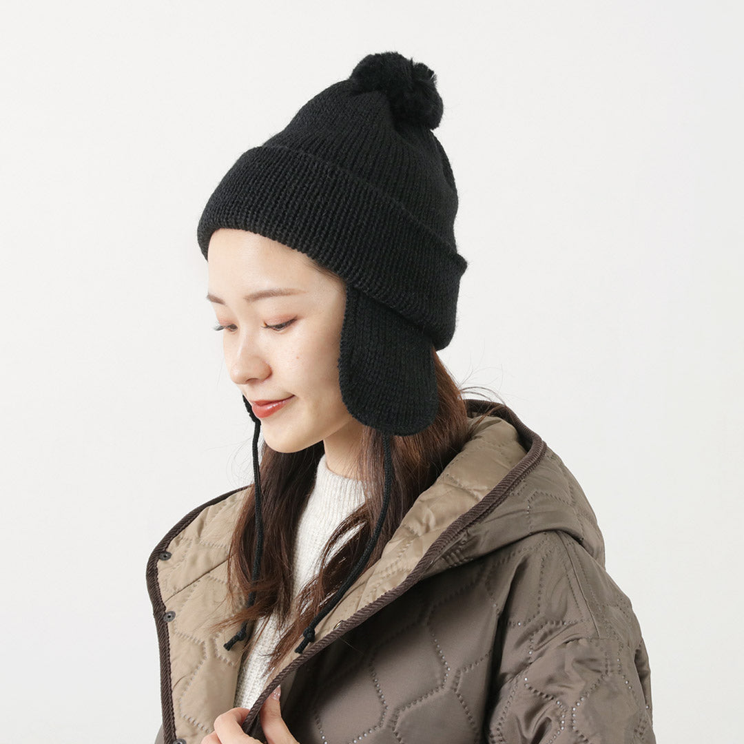 HIGHLAND 2000(ハイランド 2000) ソリッド ボブキャップ ダブルイヤーカバー アンド ポンポン アンド チンロープ