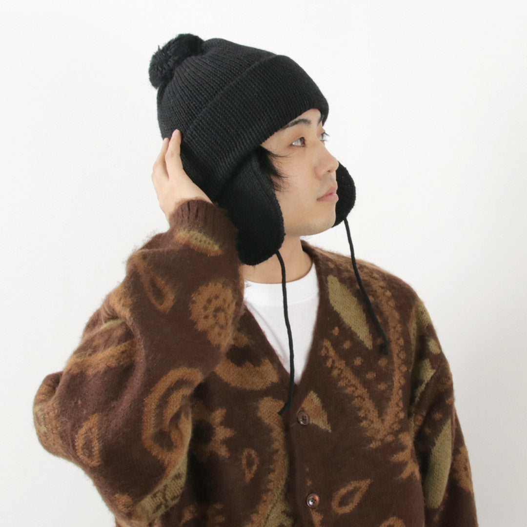 HIGHLAND 2000(ハイランド 2000) ソリッド ボブキャップ ダブルイヤーカバー アンド ポンポン アンド チンロープ