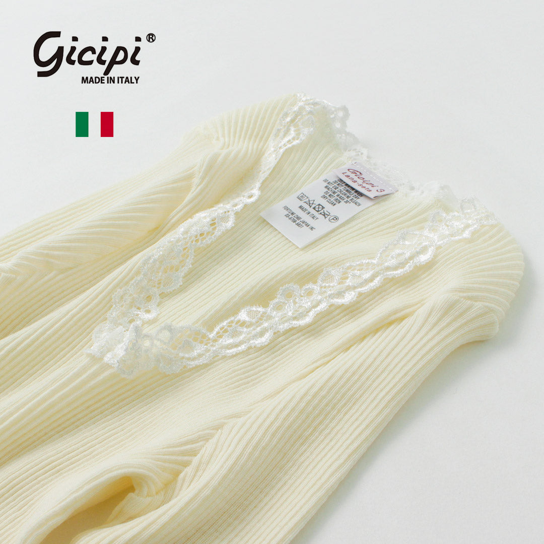 GICIPI(ジチピ) モルヴェーノ ウールシルク レース付きリブUネック