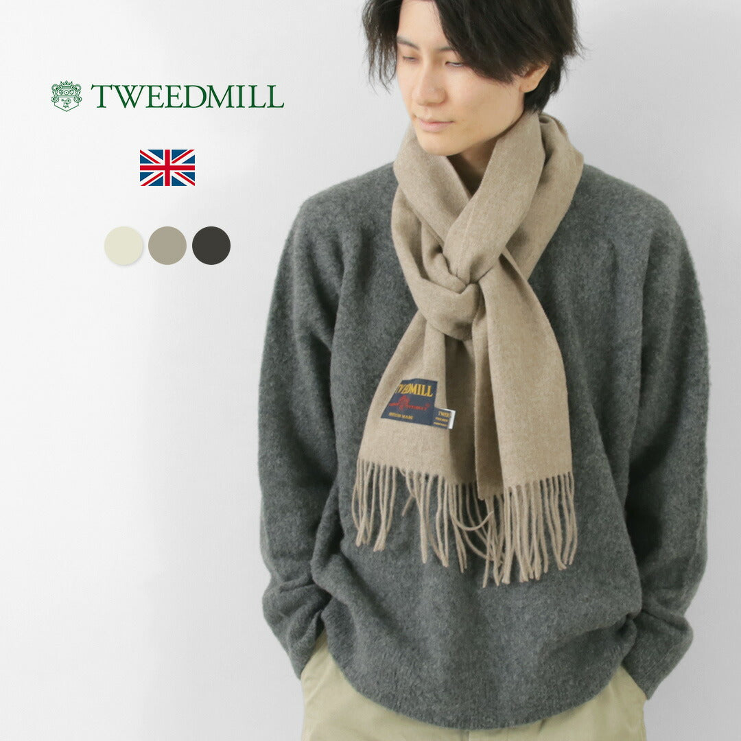 TWEED MILL(ツイードミル) 27×212 ラム ウール スカーフ 無地