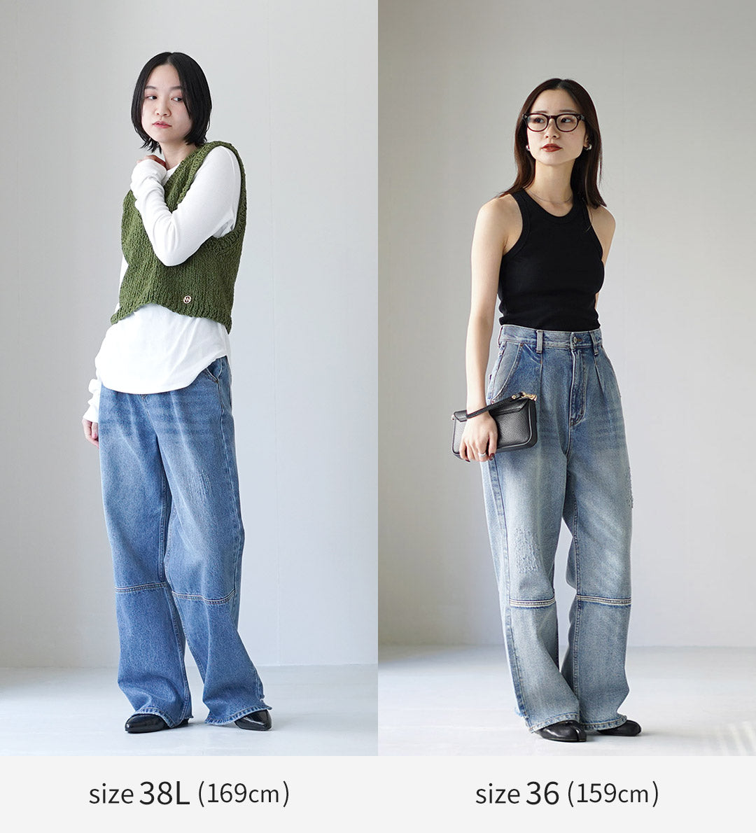 【穿き比べあり】YENN(イェン) ハイライズ タック ワイド デニムパンツ