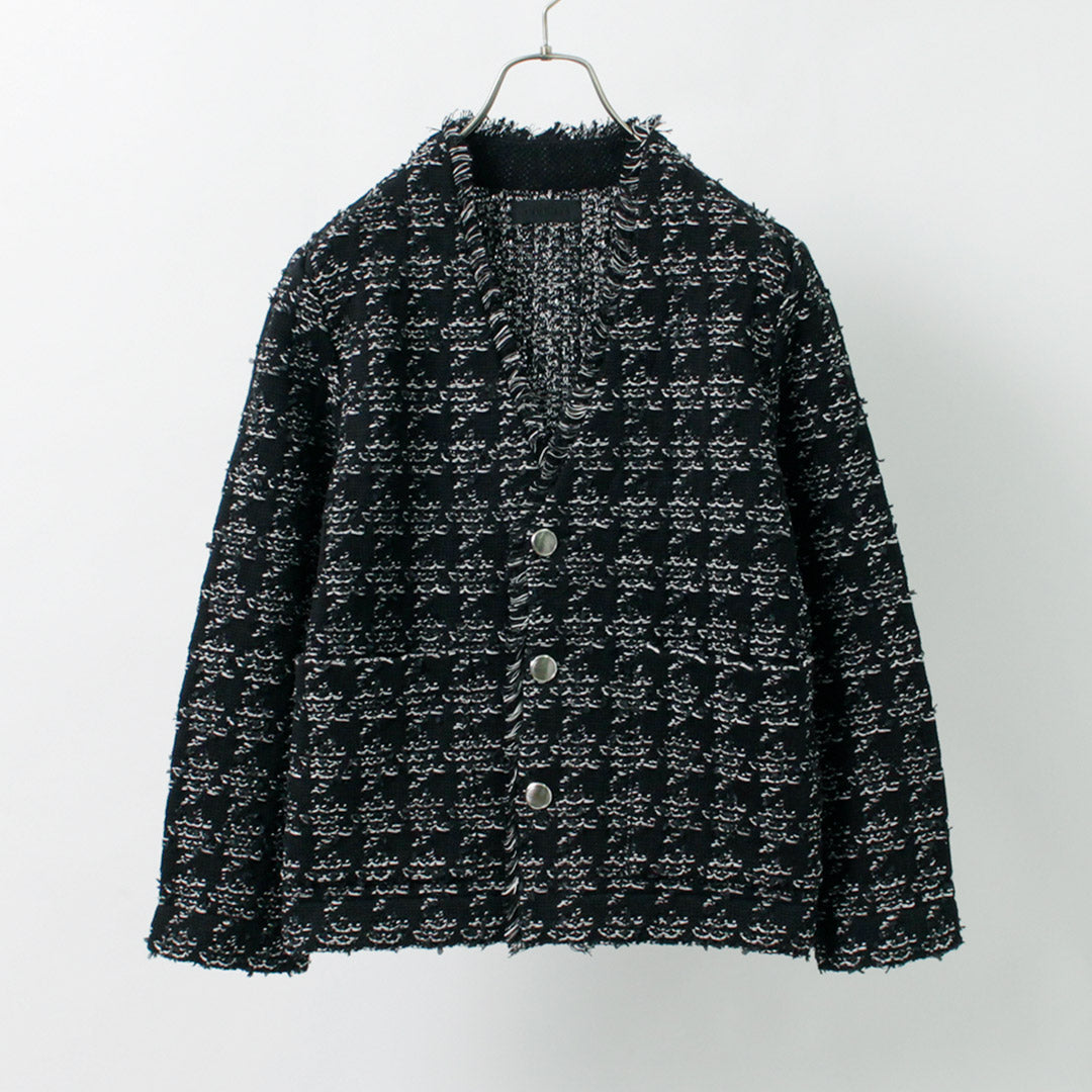 COOHEM（コーヘン） ハウンドトゥース ツイード ジャケット / レディース ライトアウター カジュアル Vネック 米冨 YONETOMI  Houndstooth Tweed JK