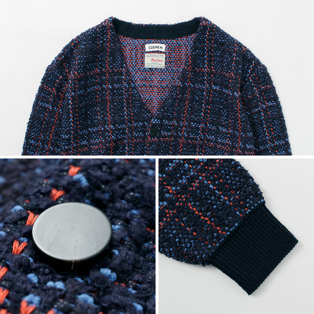 【50%OFF】COOHEM(コーヘン) チェック ツイード カーディガン