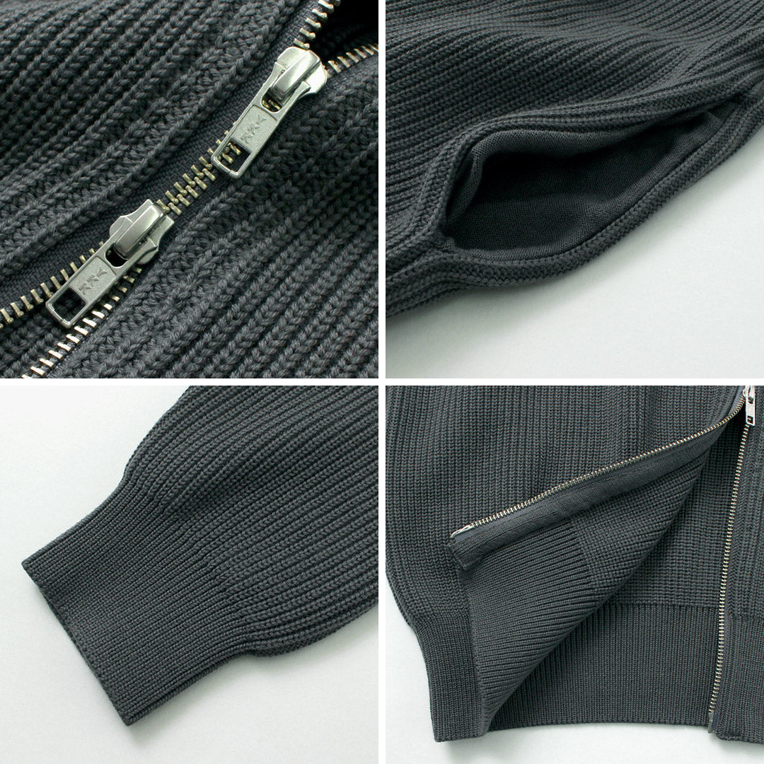 【20%OFF】YONETOMI NEW BASIC(ヨネトミニューベーシック) エクストラファイン ウールリブ ニット ブルゾン 2024年モデル【セール】