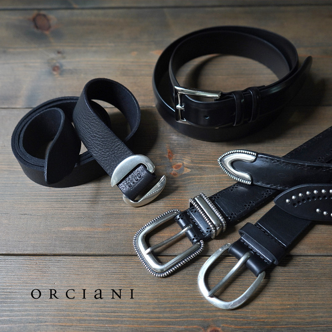 【50%OFF】ORCIANI(オルチアーニ) ブルソフト パンチングレザーベルト メタルチップ