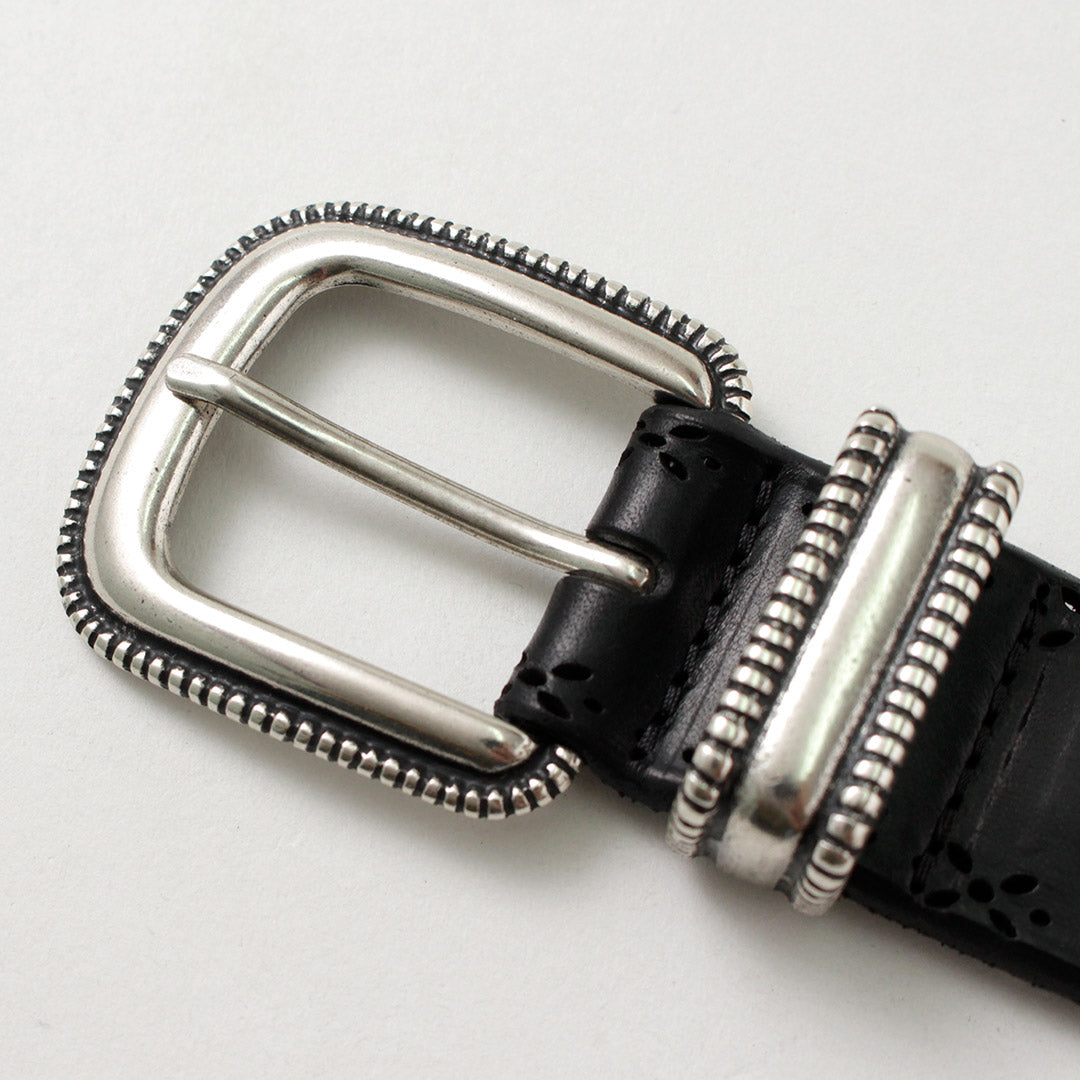 【50%OFF】ORCIANI(オルチアーニ) ブルソフト パンチングレザーベルト メタルチップ