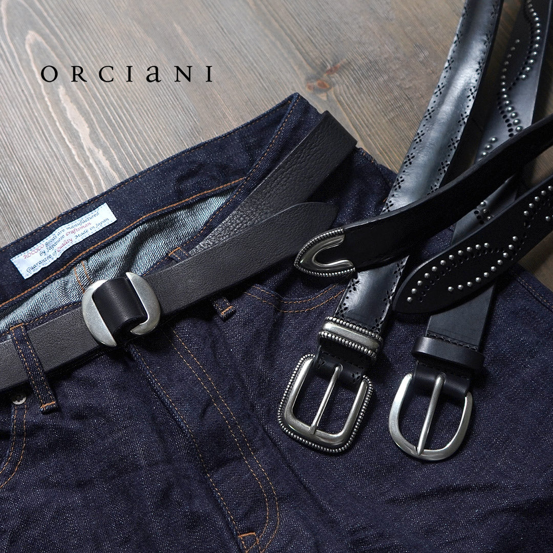 【50%OFF】ORCIANI(オルチアーニ) ブルソフト レザーベルト マイクロスタッズ