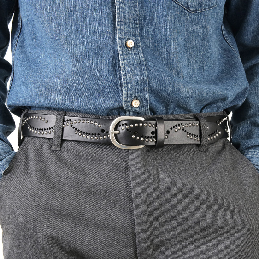 【50%OFF】ORCIANI(オルチアーニ) ブルソフト レザーベルト マイクロスタッズ