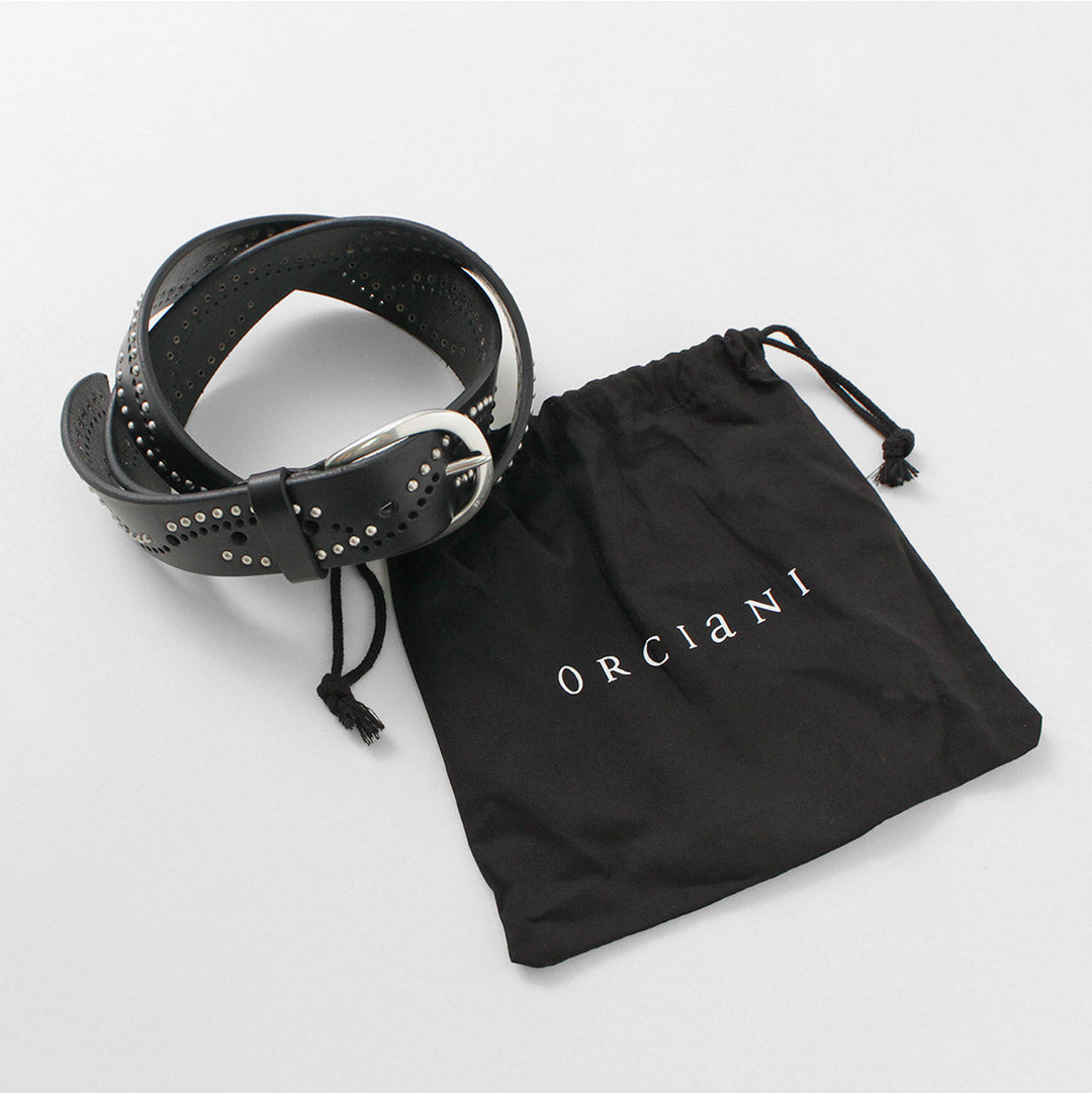 【50%OFF】ORCIANI(オルチアーニ) ブルソフト レザーベルト マイクロスタッズ
