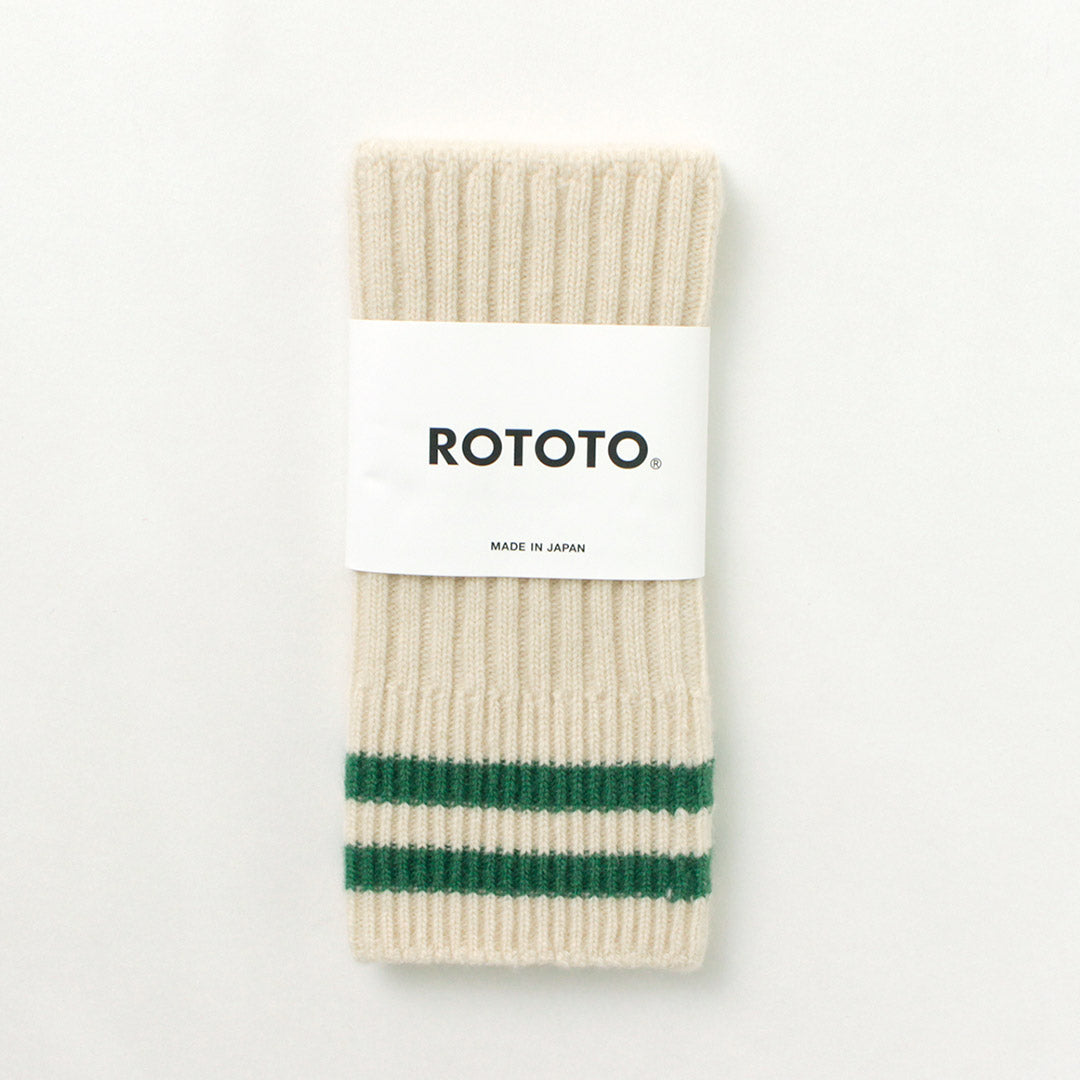 【30%OFF】ROTOTO(ロトト) ストライプ シームレス ハンドウォーマー メリノラムウール