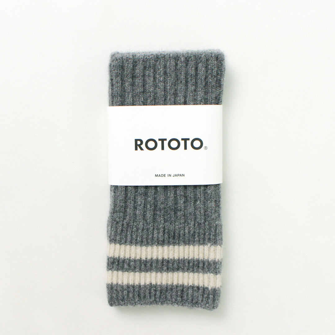 【30%OFF】ROTOTO(ロトト) ストライプ シームレス ハンドウォーマー メリノラムウール
