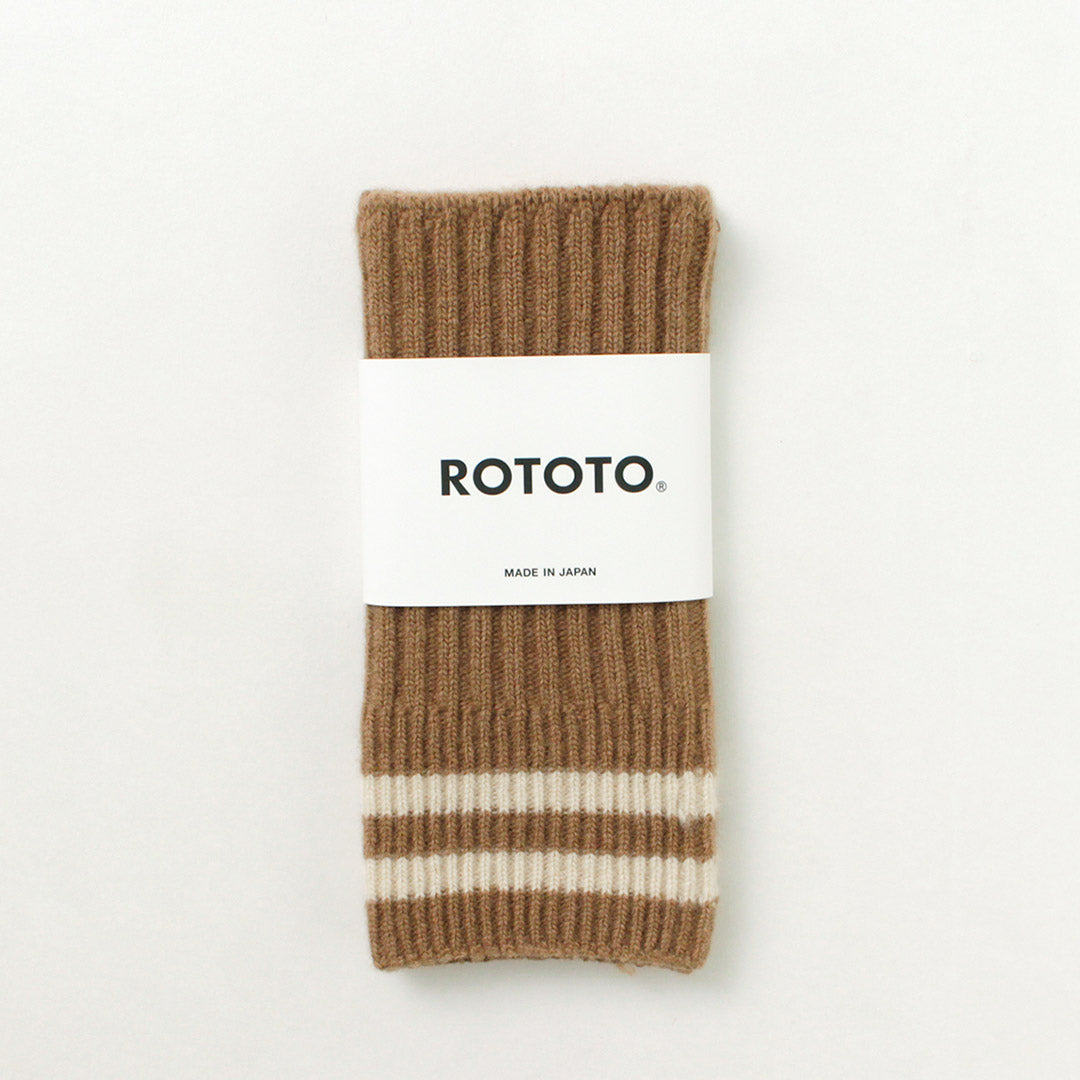 【30%OFF】ROTOTO(ロトト) ストライプ シームレス ハンドウォーマー メリノラムウール