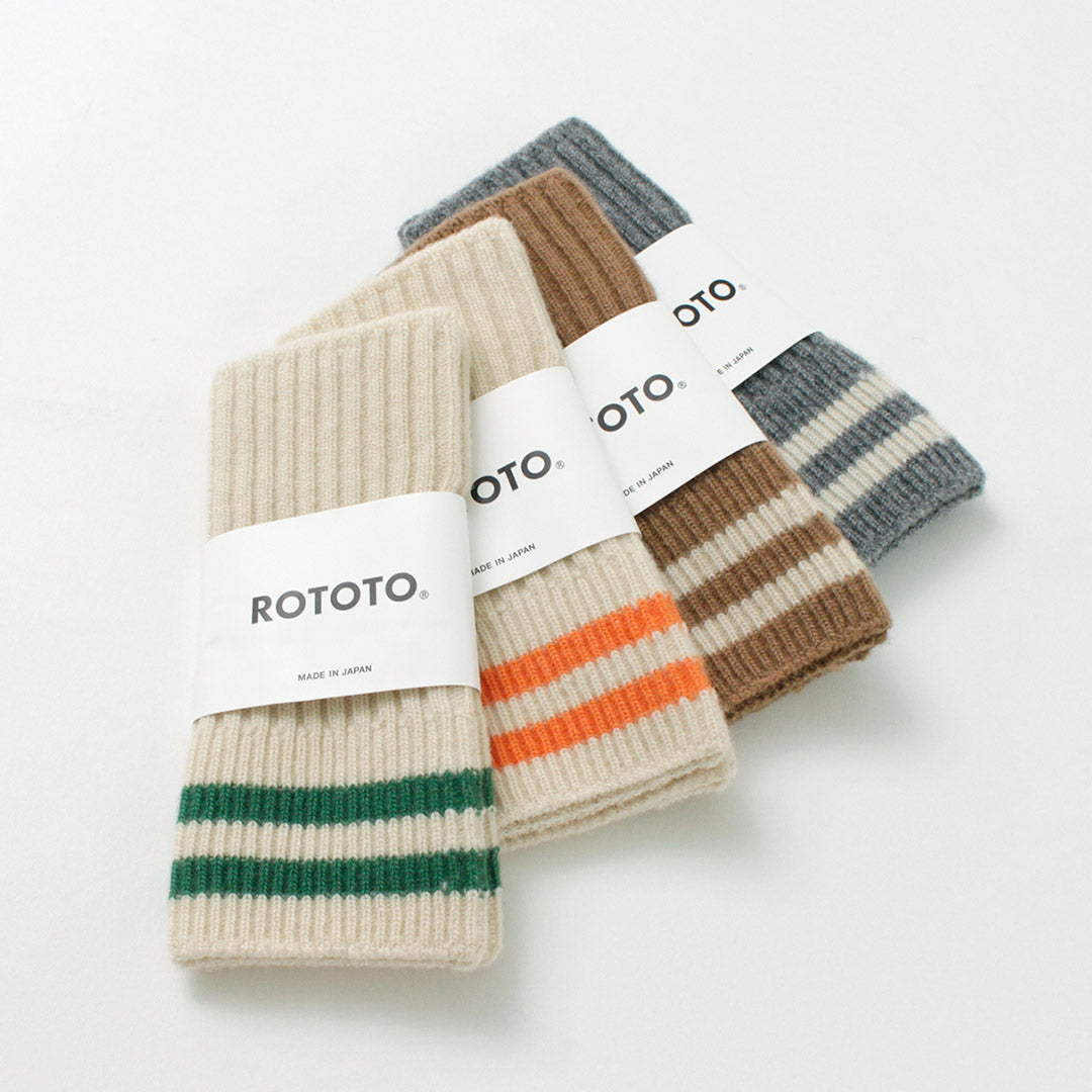【30%OFF】ROTOTO(ロトト) ストライプ シームレス ハンドウォーマー メリノラムウール