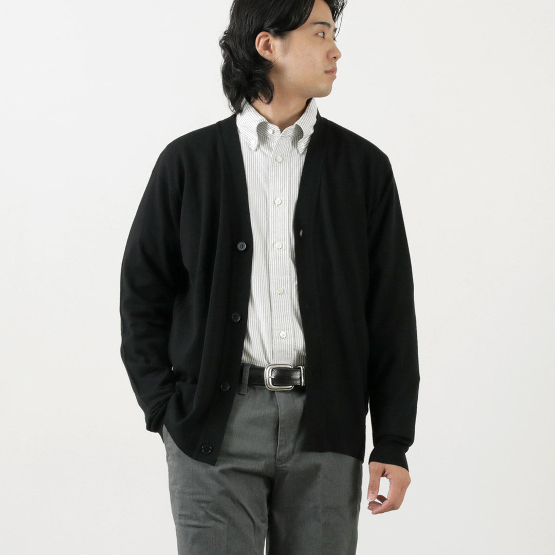 JOHN SMEDLEY(ジョンスメドレー) メリノウール 24ゲージ Vネック ニットカーディガン