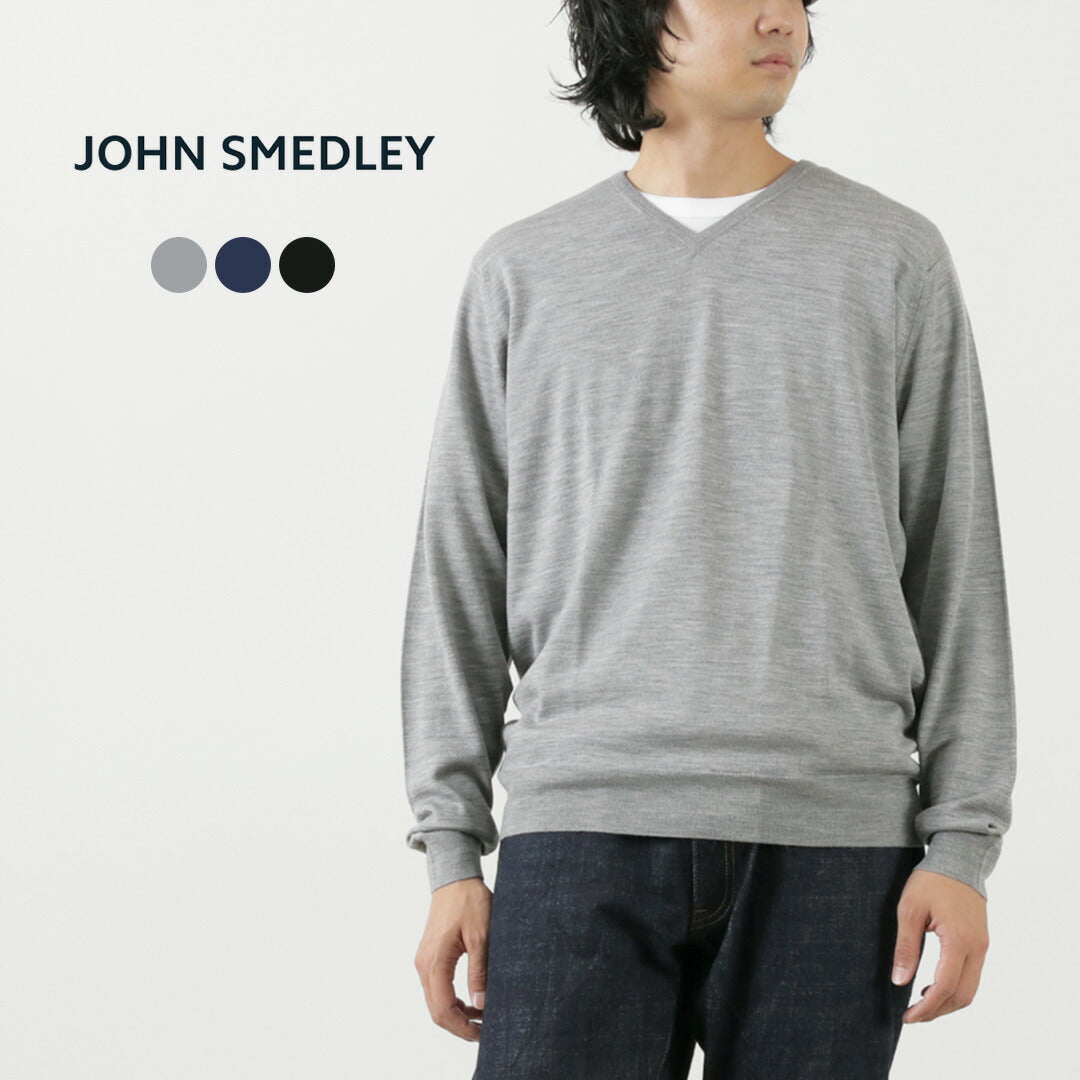 JOHN SMEDLEY(ジョンスメドレー) メリノウール 30ゲージ Vネック ニット MODERN FIT