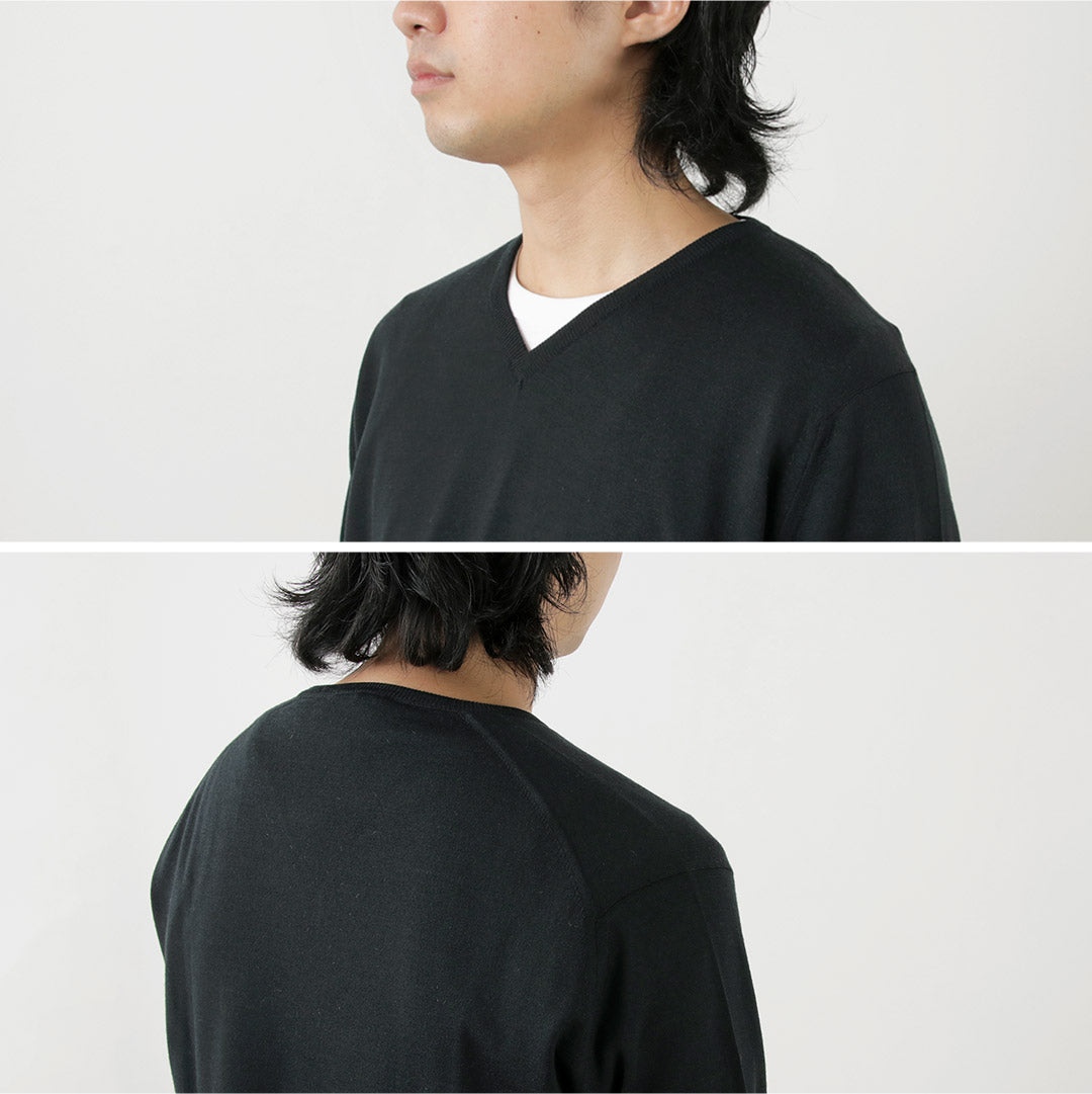 【30%OFF】JOHN SMEDLEY(ジョンスメドレー) メリノウール 30ゲージ Vネック ニット MODERN FIT