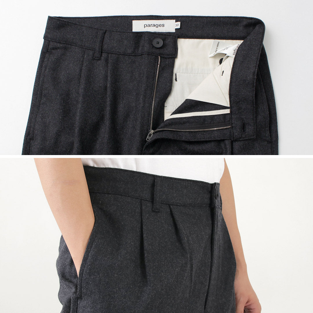 【30%OFF】PARAGES(パハージ) ダブルプリーツ ウールパンツ