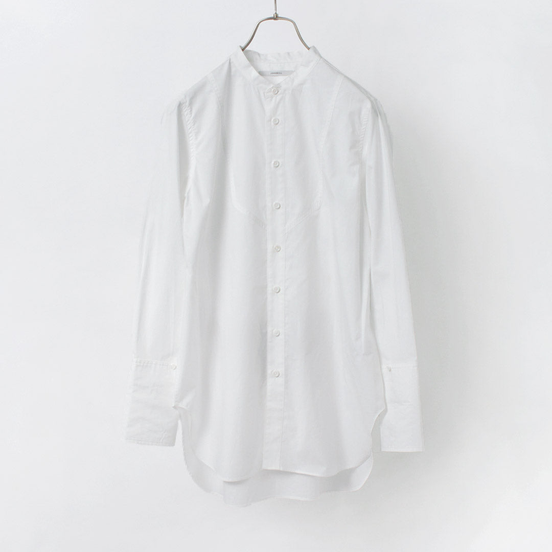 【50％OFF】JOHNBULL（ジョンブル） 60/タイプライター ボザムシャツ / 長袖 シャツ レディース スタンドカラー 襟なし  60/Typewriter Bosom Shirt【セール】