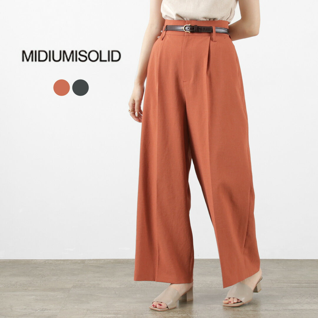 【40%OFF】MIDIUMISOLID(ミディウミソリッド) ハイウエスト タックパンツ