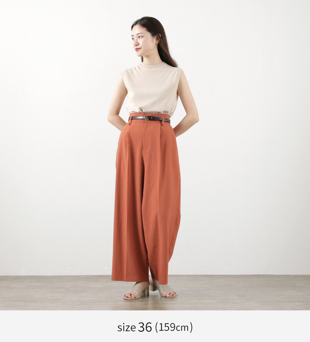 【40%OFF】MIDIUMISOLID(ミディウミソリッド) ハイウエスト タックパンツ